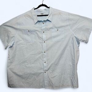 King Size Men’s Shirt 6XLT Light Blue Short Sleeve Button Up Big & Tall Casual